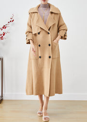 Modern Khaki Double Breast Knit Trench Coats Winter