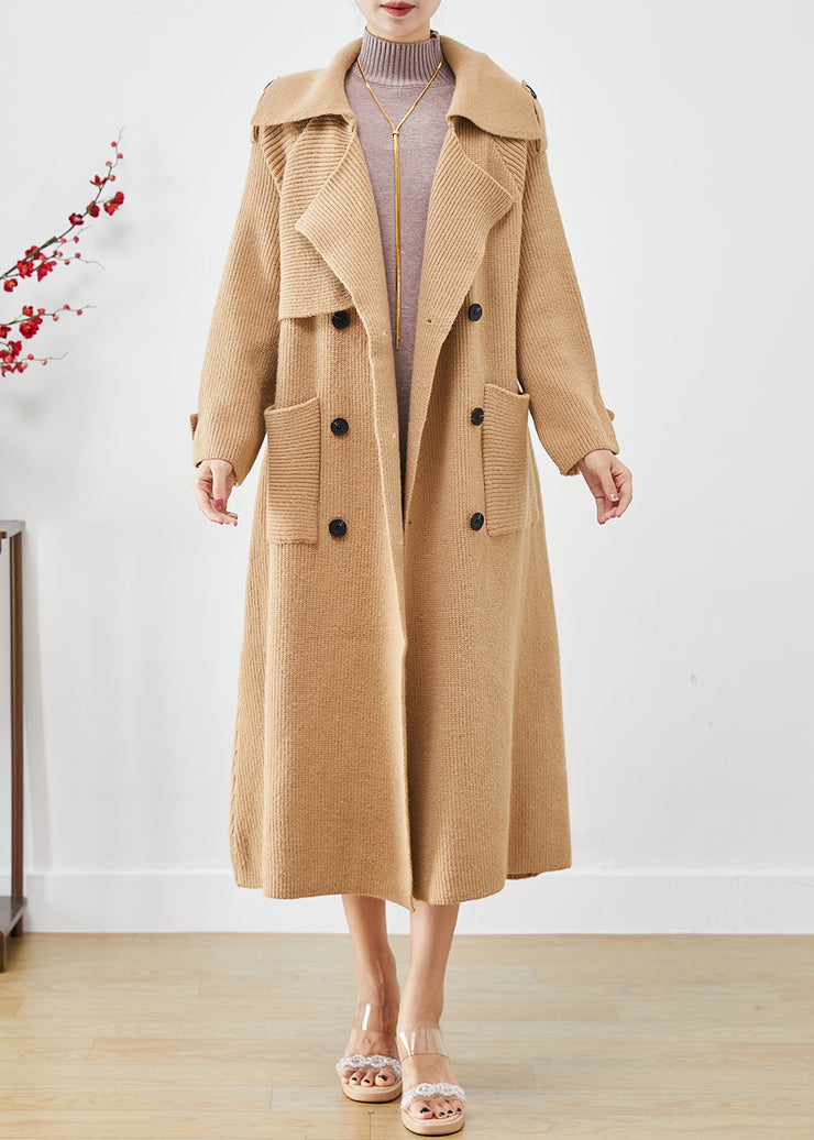 Modern Khaki Double Breast Knit Trench Coats Winter