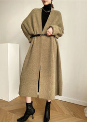 Modern Khaki Oversized Thick Cozy Knit Long Cardigan Spring