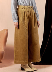 Modern Khaki Pockets High Waist Corduroy Wide Leg Pants Winter