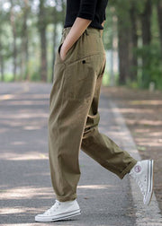 Modern Khaki Pockets High Waist Harem Pants Fall