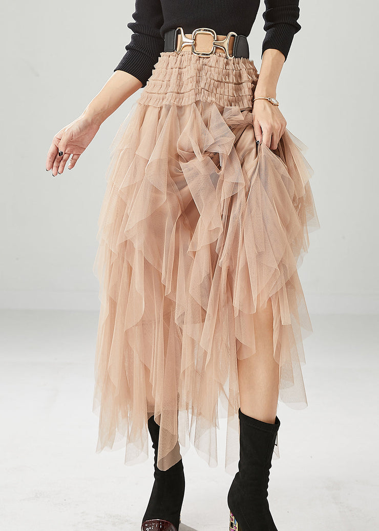 Modern Khaki Ruffled Tulle Skirts Summer