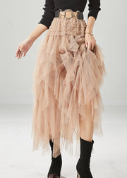 Modern Khaki Ruffled Tulle Skirts Summer