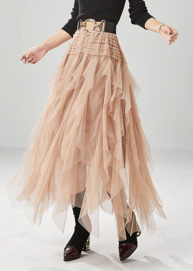 Modern Khaki Ruffled Tulle Skirts Summer