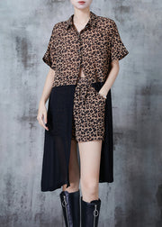 Modern Leopard Print Patchwork Chiffon Two Piece Set Summer