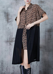 Modern Leopard Print Patchwork Chiffon Two Piece Set Summer