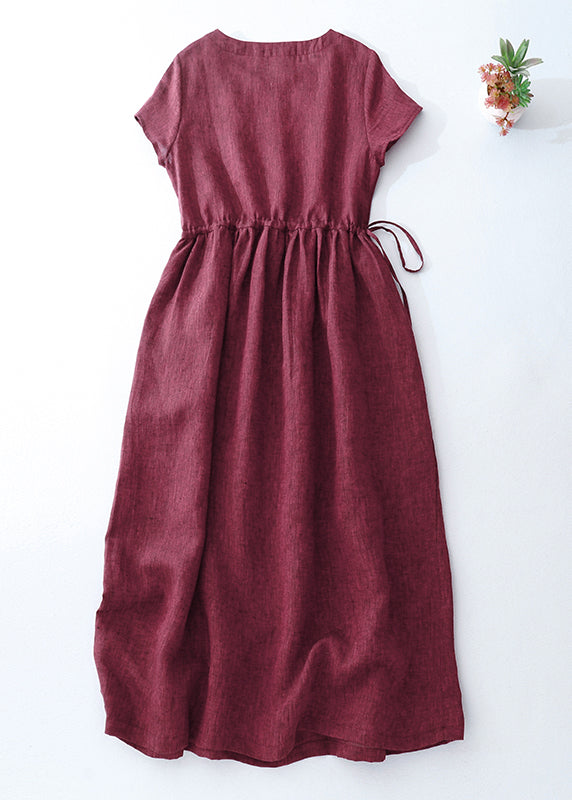 Modern Mulberry Cinched Linen Long Dress Summer