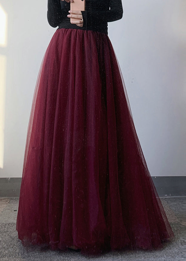 Modern Mulberry Elastic Waist Tulle Maxi Skirt