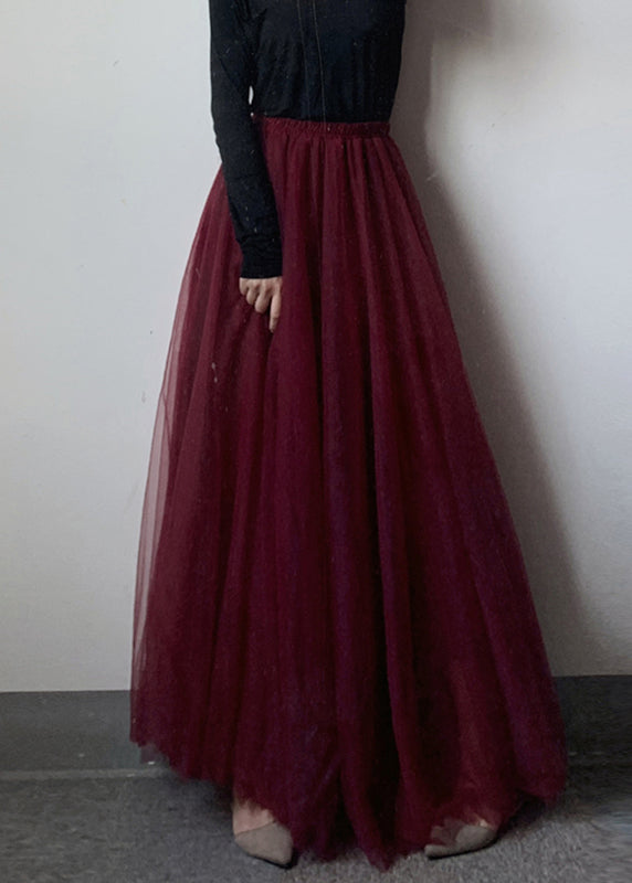 Modern Mulberry Elastic Waist Tulle Maxi Skirt