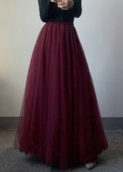 Modern Mulberry Elastic Waist Tulle Maxi Skirt