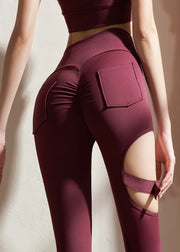 Modern Mulberry Hollow Out Dri Fit Leggings