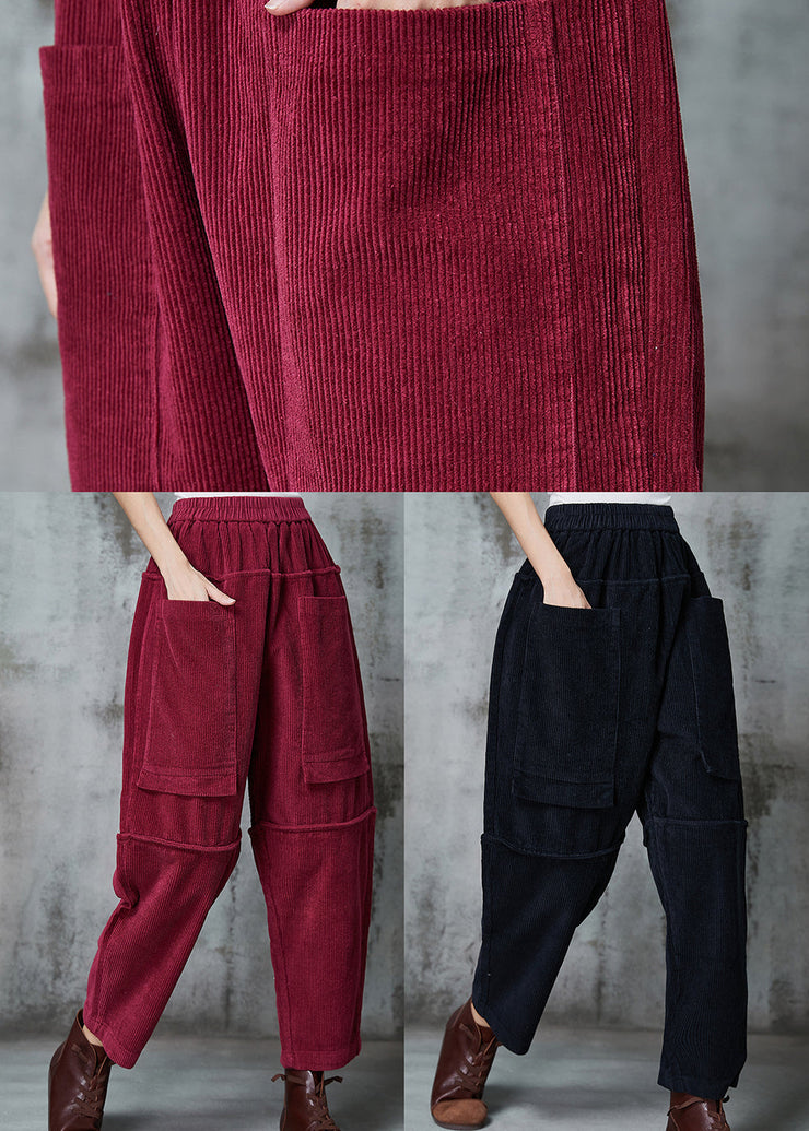 Modern Mulberry Oversized PocketsPatchwork Corduroy Pants Spring