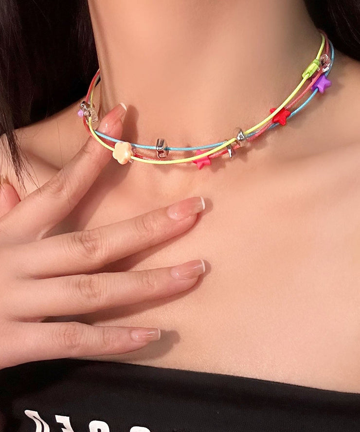 Modern Multicolour Alloy Acrylic Necklace