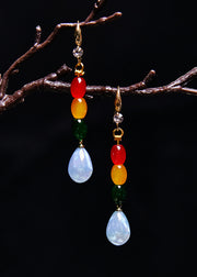 Modern Multicolour Gem Stone Droplet Shape Drop Earrings