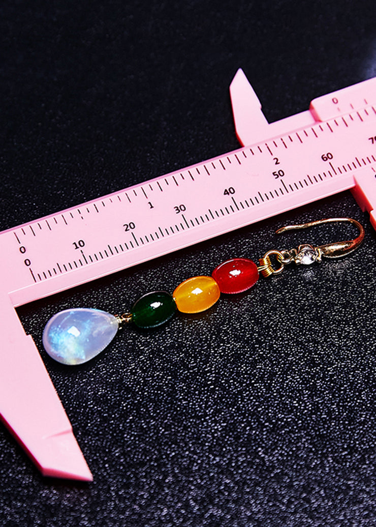 Modern Multicolour Gem Stone Droplet Shape Drop Earrings