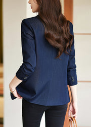 Modern Navy Notched Silm Fit Denim Coat Spring