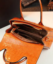 Modern Orange Ox Horn Solid Durable Faux Leather Tote Handbag