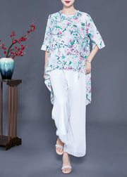 Modern Oversized Low High Design Side Open Chiffon Silk Tops Summer