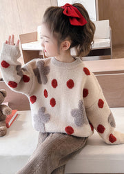 Modern Photo Color O-Neck Cozy Cotton Knit Girls Sweater Spring