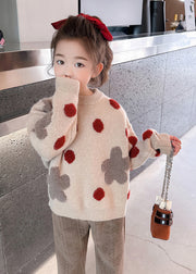 Modern Photo Color O-Neck Cozy Cotton Knit Girls Sweater Spring