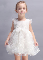 Modern Pink Embroideried Floral Tulle Girls Mid Dresses Summer