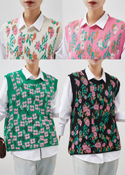 Modern Pink Jacquard Knit Pullover Vests Winter