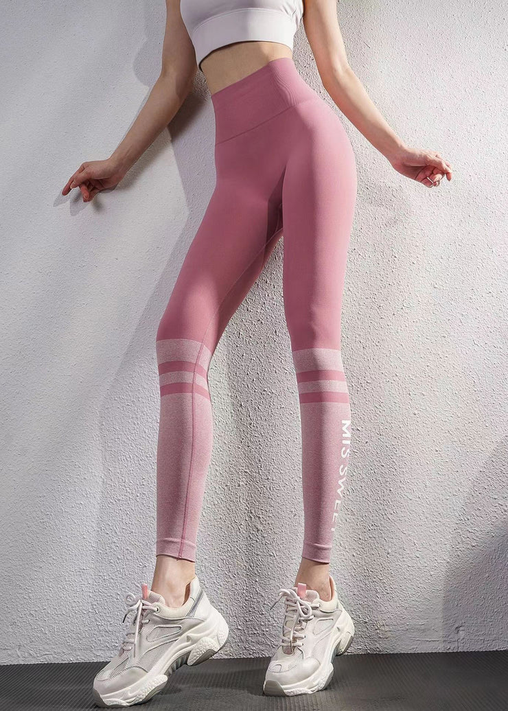 Modern Pink Letter Print Butt Scrunch Dri Fit Leggings