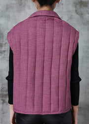 Modern Purple Peter Pan Collar Pockets Fine Cotton Filled Vests Spring