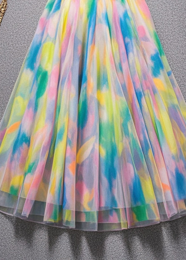 Modern Rainbow Tie Dye Tulle Skirt Summer