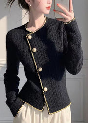 Modern Red O Neck Button Knit Slim Fit Coat Spring