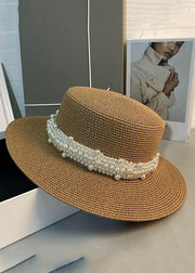 Modern Red Pearl Straw Woven Cloche Hat