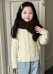 Modern Red Turtleneck Zippered Cotton Knit Kids Cardigans Spring