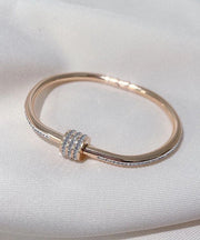 Modern Rose Gold Stainless Steel Zircon Bangle