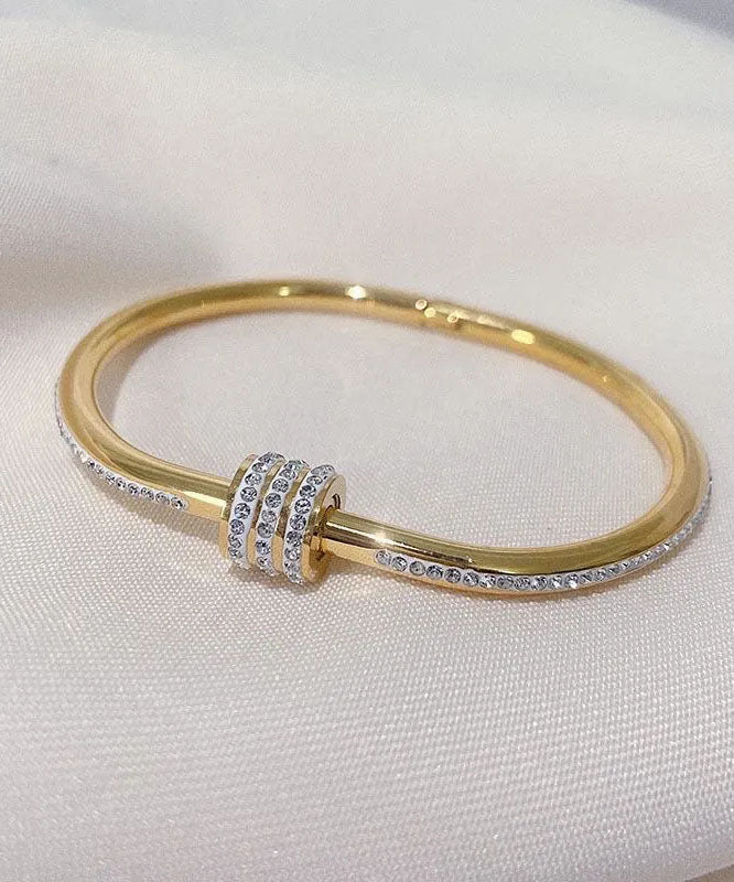 Modern Rose Gold Stainless Steel Zircon Bangle