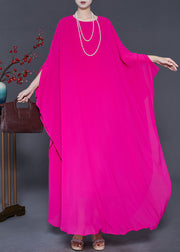 Modern Rose Oversized Chiffon Long Dresses Batwing Sleeve