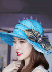 Modern Rose Ruffled Patchwork Bow Cotton Blended Bucket Hat