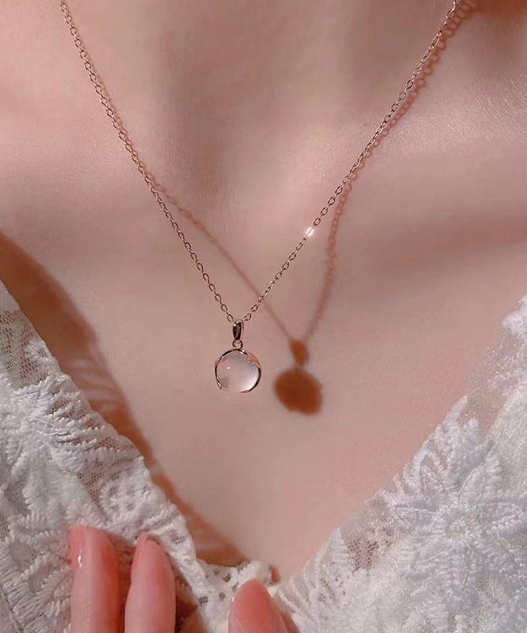 Modern Rose Sterling Silver Crystal Pendant Necklace