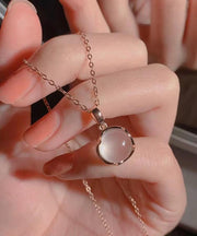 Modern Rose Sterling Silver Crystal Pendant Necklace