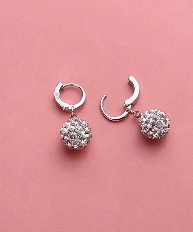 Modern Silk Silver Zircon Ball Drop Earrings