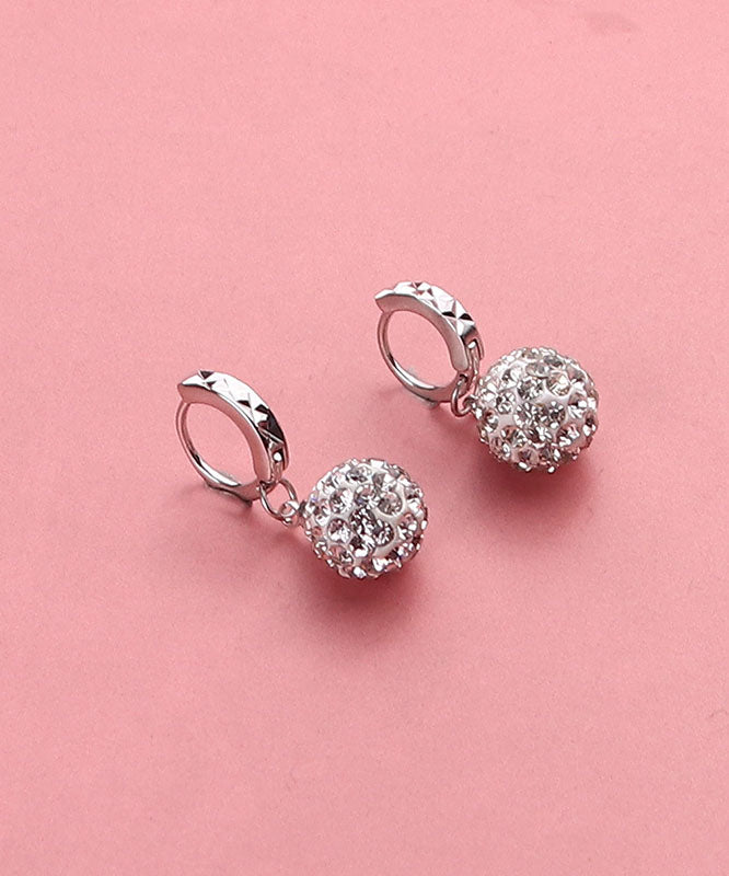 Modern Silk Silver Zircon Ball Drop Earrings