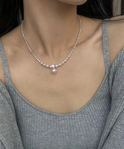 Modern Silk Sterling Silver Pearl Pendant Necklace