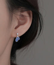 Modern Silk Sterling Silver Zircon Asymmetrical Butterfly Drop Earrings