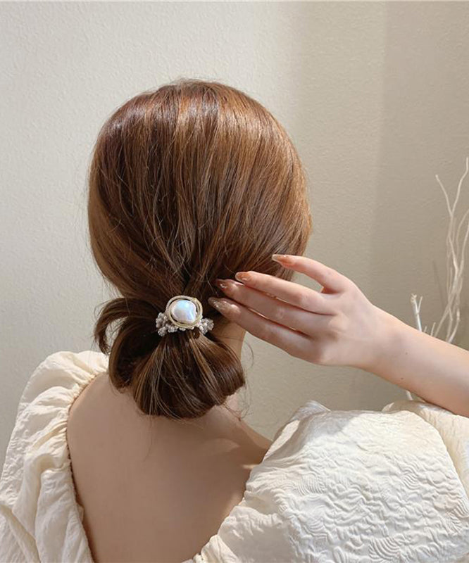 Modern White Alloy Pearl Zircon Hair Rope