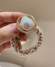 Modern White Alloy Pearl Zircon Hair Rope