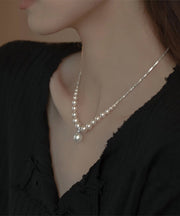 Modern White Copper Overgild Pearl Zircon Pendant Necklace