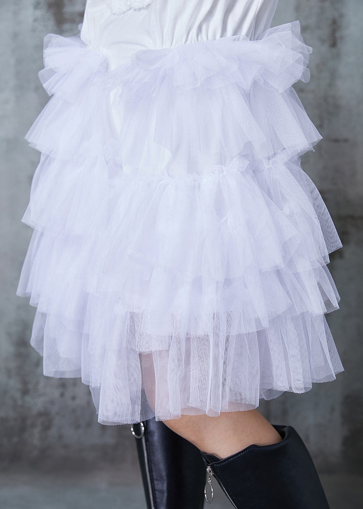 Modern White Dog Patchwork Tulle Tea Dress Summer