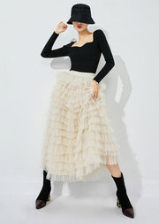 Modern White Elastic Waist Tulle Holiday Skirts Summer