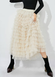 Modern White Elastic Waist Tulle Holiday Skirts Summer