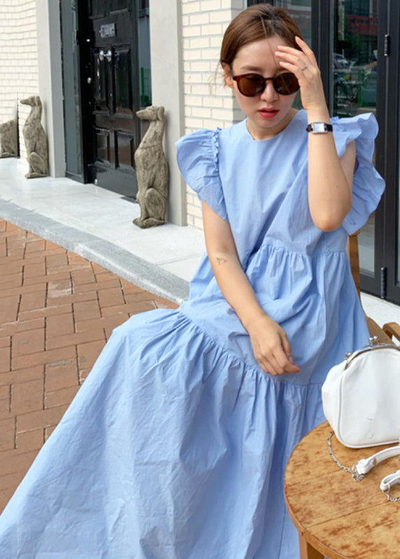 Modern White Exra Large Hem Cotton Long Dresses Butterfly Sleeve