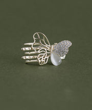 Modern White Hollow Out Butterfly Alloy Zircon Hairpin